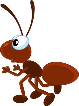 Adorable Cartoon Ant Clipart: Cheerful Brown Insect with Playful Expression
