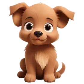 Adorable Cartoon Puppy Clipart: Cute Canine Friend with Big Expressive Eyes