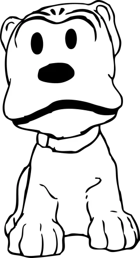 Adorable Cartoon Puppy Clipart - Simple Black and White Playful Sketch