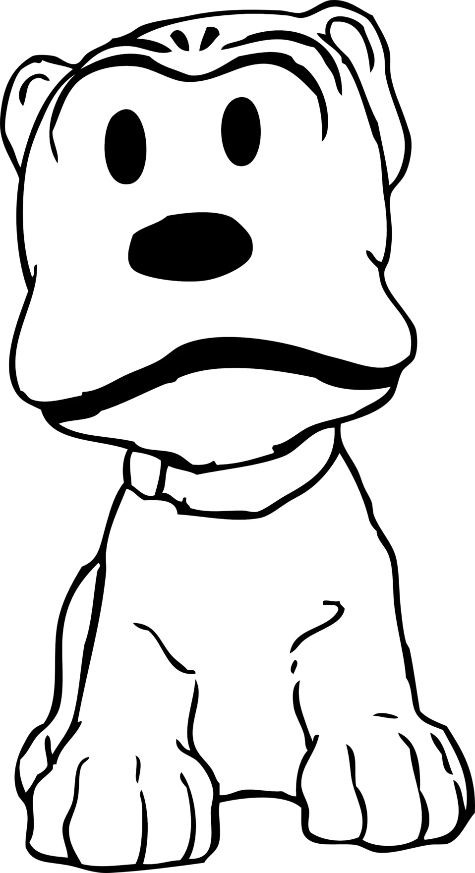 Adorable Cartoon Puppy Clipart - Simple Black and White Playful Sketch
