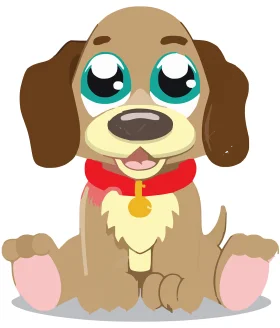 Adorable Cartoon Puppy Clipart with Big Teal Eyes and Warm Fuzzy Charm