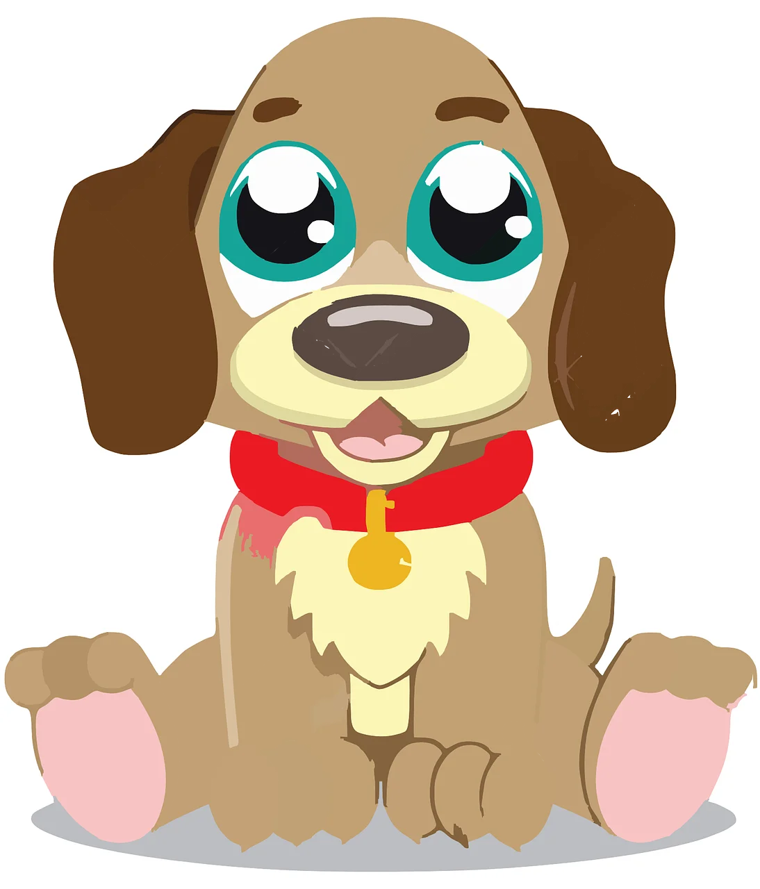 Adorable Cartoon Puppy Clipart with Big Teal Eyes and Warm Fuzzy Charm