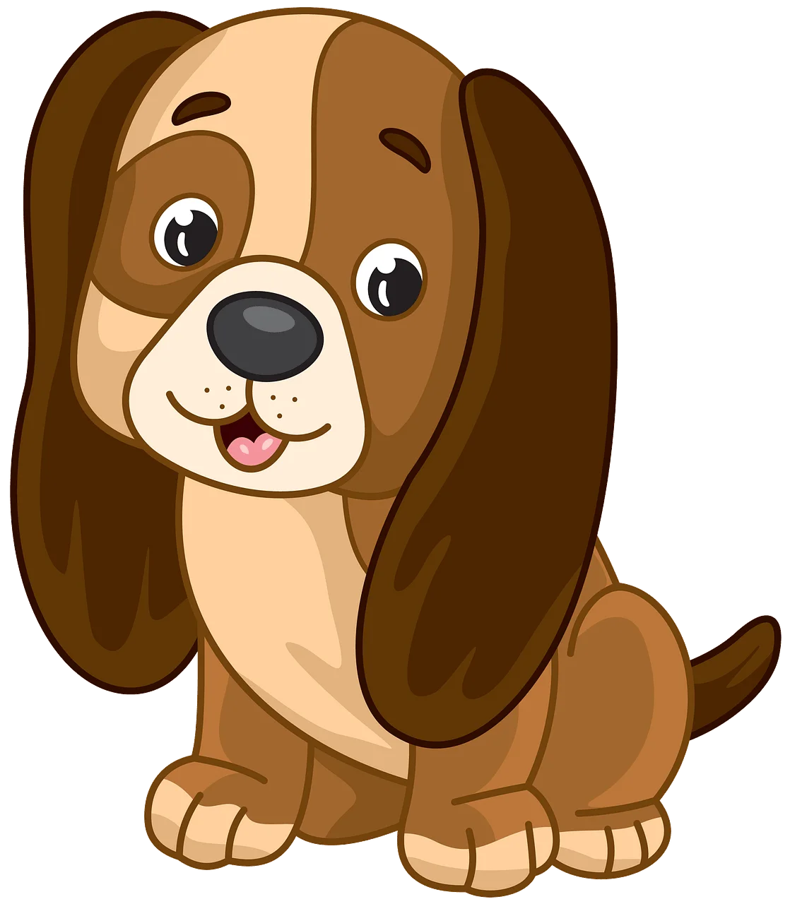 Adorable Cartoon Puppy Clipart with Floppy Ears and Warm Brown Tones