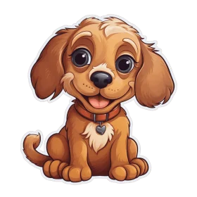 Adorable Cartoon Puppy Clipart with Heartwarming Expressive Big Eyes