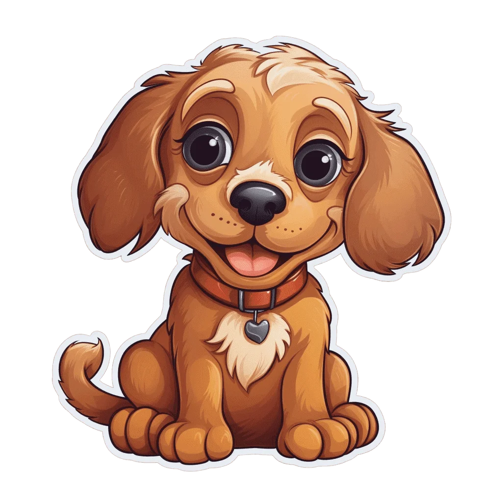 Adorable Cartoon Puppy Clipart with Heartwarming Expressive Big Eyes