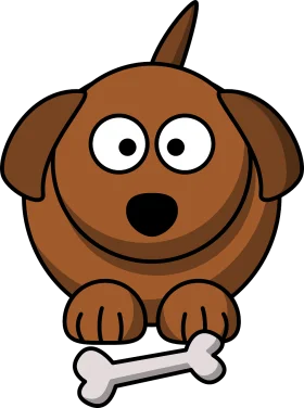 Adorable Cartoon Puppy Clipart with Playful Bone and Expressive Eyes
