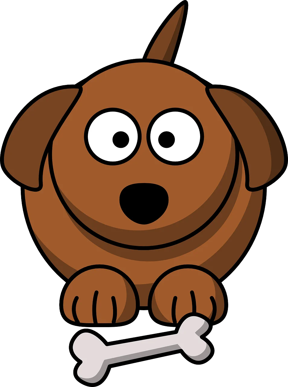 Adorable Cartoon Puppy Clipart with Playful Bone and Expressive Eyes