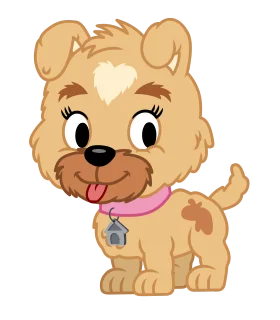 Adorable Cartoon Puppy with Heart Marking and Pink Collar Clipart Design