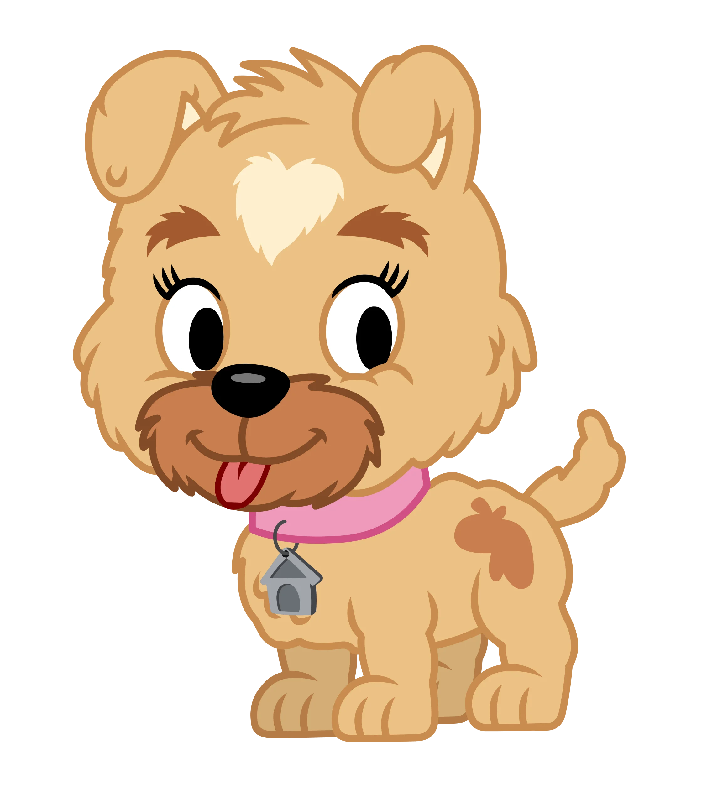 Adorable Cartoon Puppy with Heart Marking and Pink Collar Clipart Design
