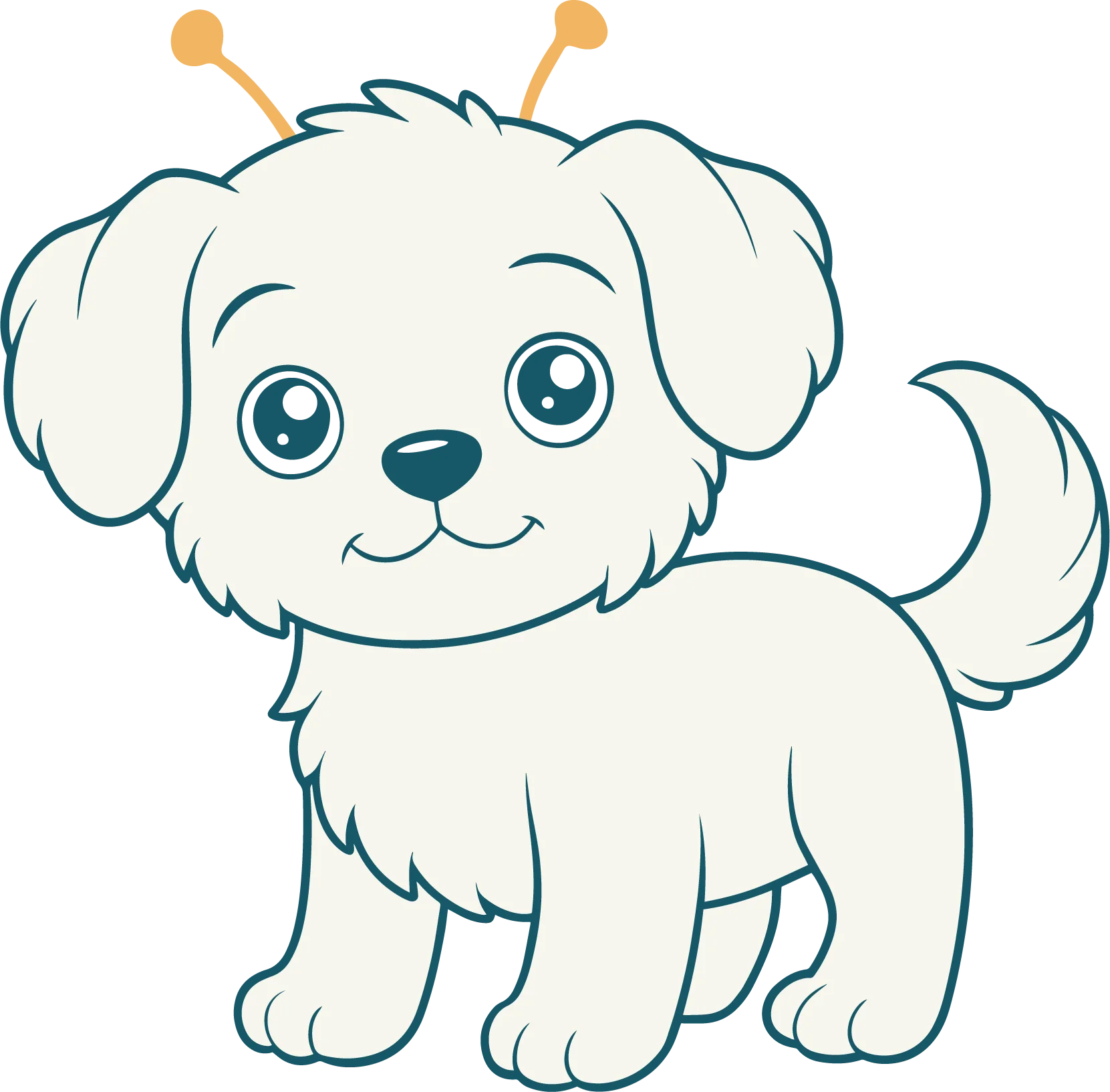 Adorable Fluffy Puppy Clipart Illustration with Whimsical Antenna Accessories