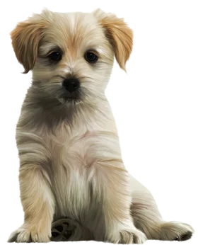 Adorable Fluffy Puppy Clipart: Soft-Furred Companion Sitting Sweetly