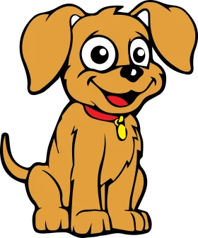 Adorable Golden Puppy Clipart: Cheerful Cartoon Canine with Playful Expression