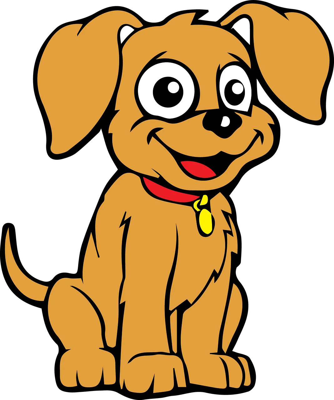 Adorable Golden Puppy Clipart: Cheerful Cartoon Canine with Playful Expression
