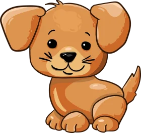 Adorable Golden Puppy Clipart: Cute Cartoon Canine Companion with Playful Charm