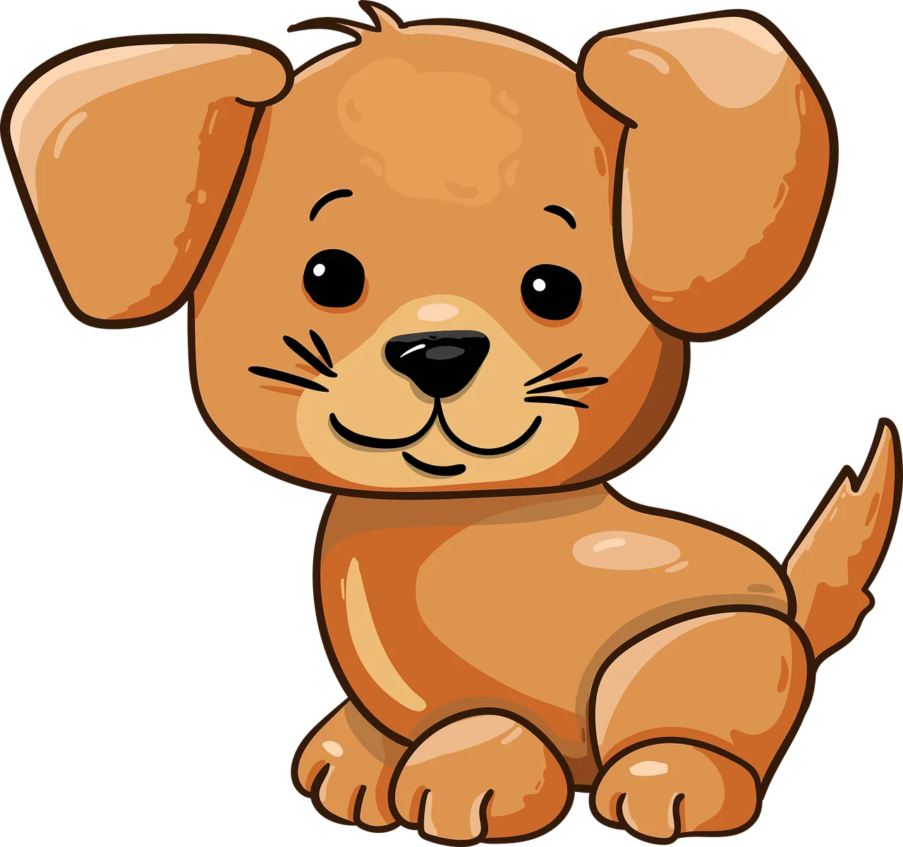 Adorable Golden Puppy Clipart: Cute Cartoon Canine Companion with Playful Charm
