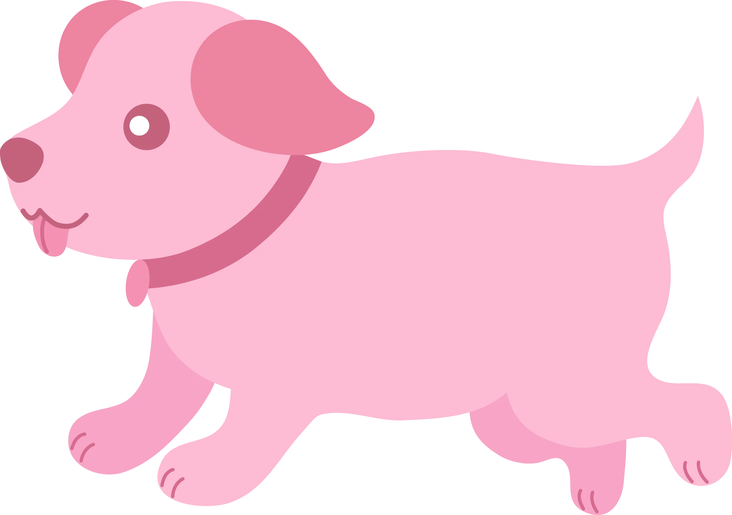 Adorable Pink Puppy Clipart Illustration - Cute Cartoon Canine Design