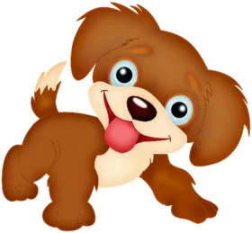 Adorable Playful Cartoon Puppy Clipart: Cute Furry Friend with Cheerful Expression