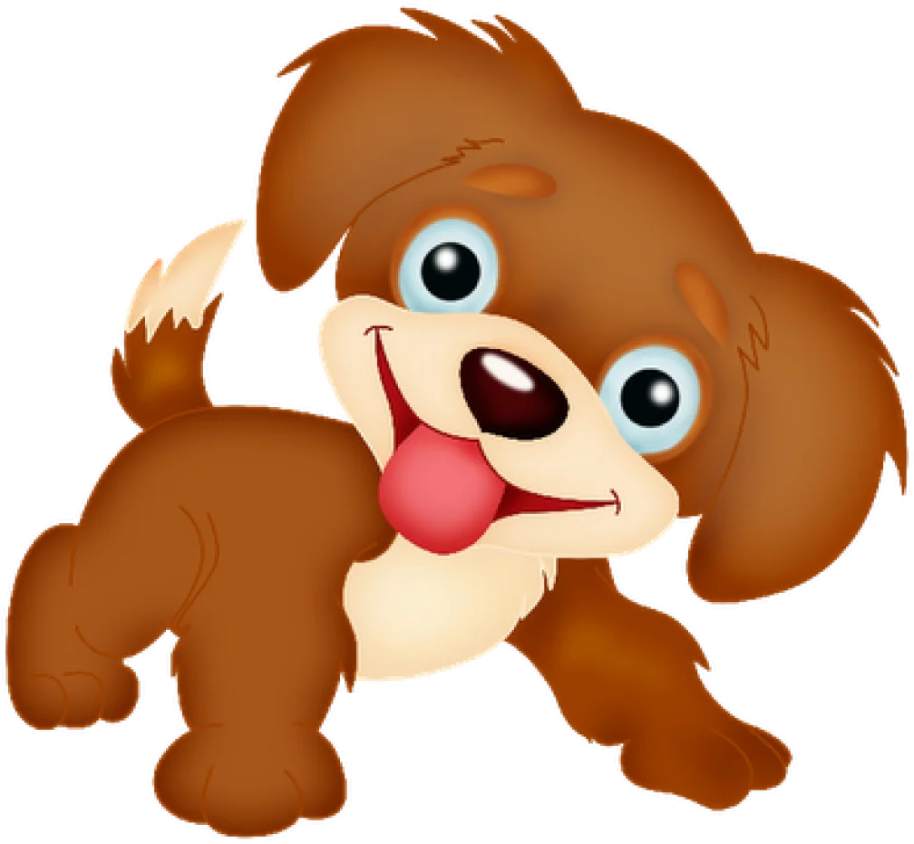 Adorable Playful Cartoon Puppy Clipart: Cute Furry Friend with Cheerful Expression