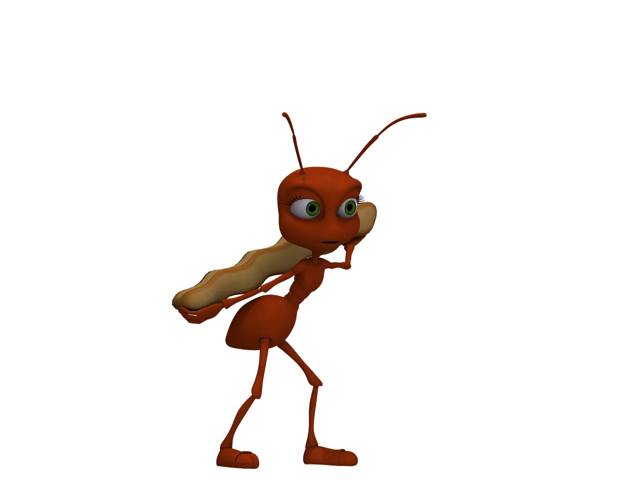 Animated Red Ant Character Standing in Playful Cartoon Clipart Style