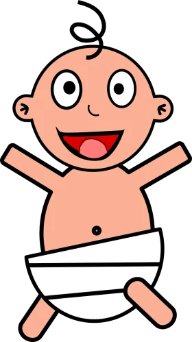 Cheerful Baby Clipart Design with Playful Cartoon Style and Open Arms