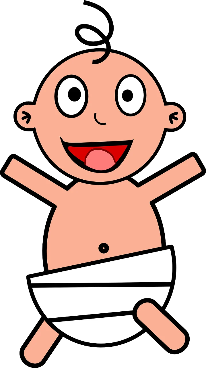 Cheerful Baby Clipart Design with Playful Cartoon Style and Open Arms