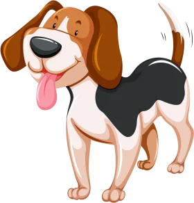 Cheerful Beagle Puppy Clipart: Playful Cartoon Canine with Wagging Tail