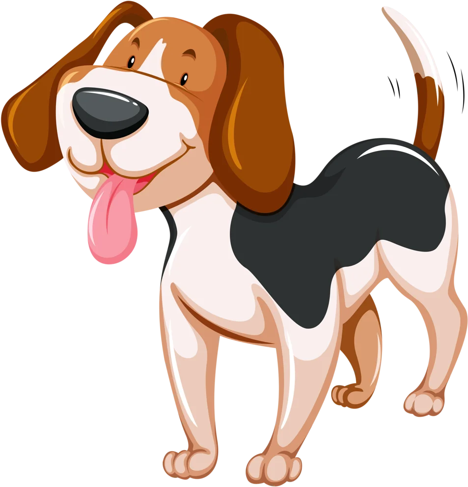 Cheerful Beagle Puppy Clipart: Playful Cartoon Canine with Wagging Tail