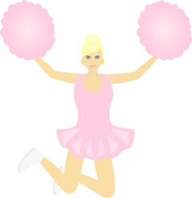 Cheerful Blonde Cheerleader Performing with Pastel Pink Pom-Poms Clipart Design