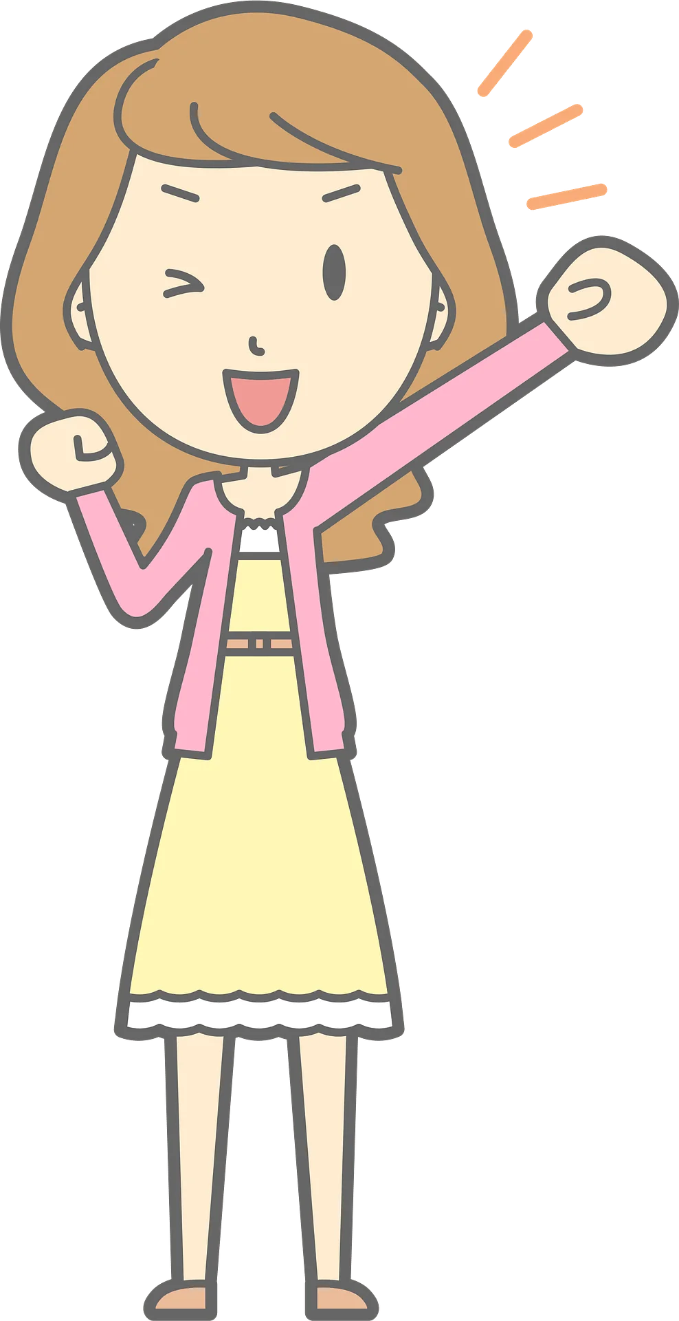 Cheerful Female Character Clipart Illustration Expressing Excitement and Joy