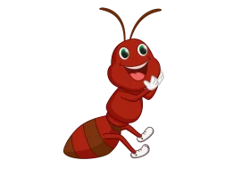 Cheerful Red Ant Mascot with Friendly Smile Cartoon Clipart Character