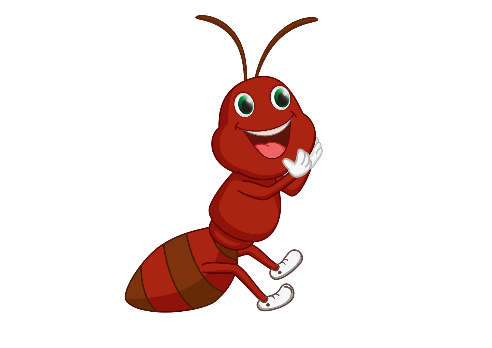 Cheerful Red Ant Mascot with Friendly Smile Cartoon Clipart Character