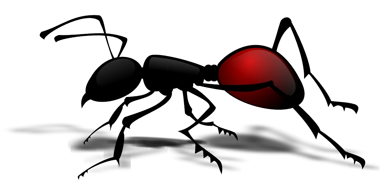 Detailed Black and Red Ant Silhouette Clipart Illustration Design