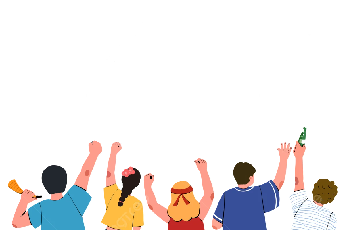 Diverse Group of People Raising Hands in Solidarity Cheering Clipart Illustration