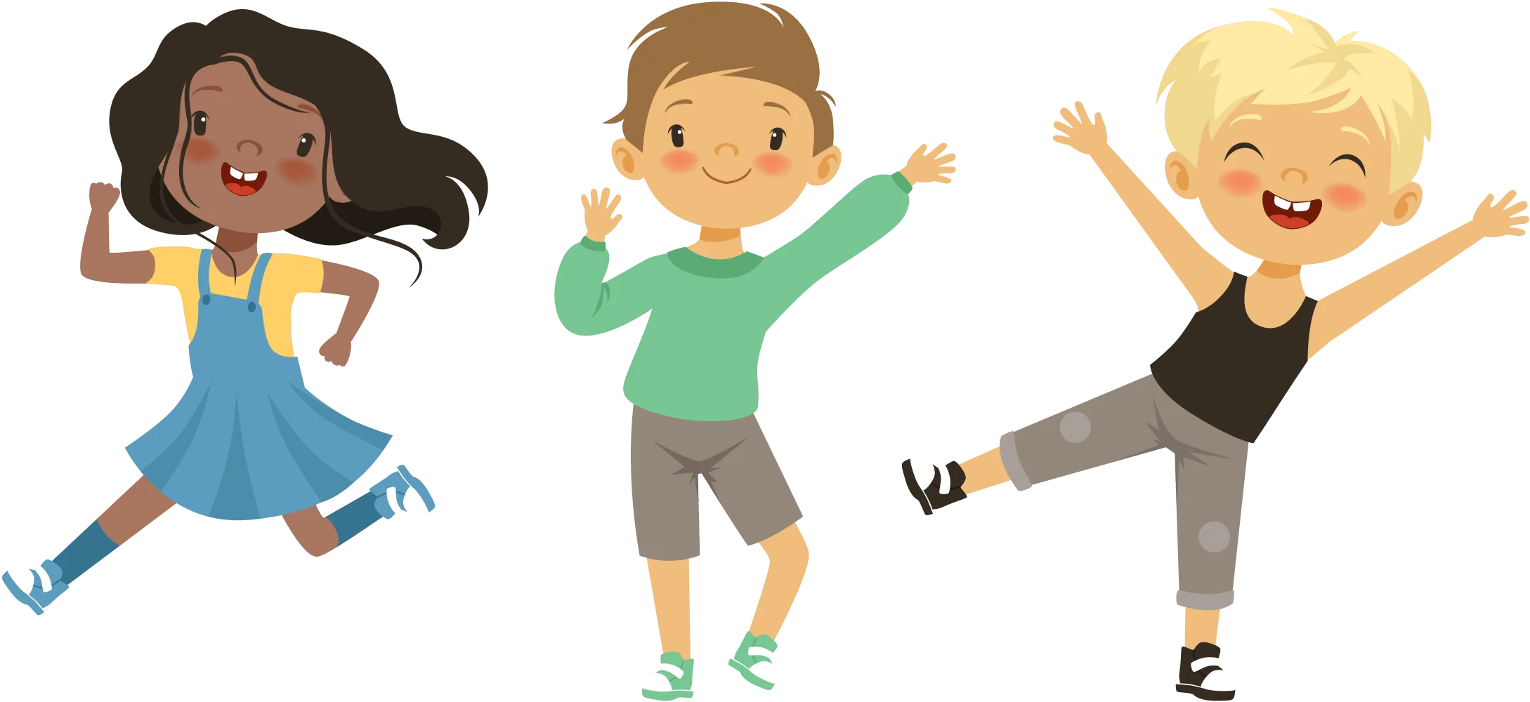 Energetic Kids Showing Joyful Expressions in Playful Cartoon Clipart Design