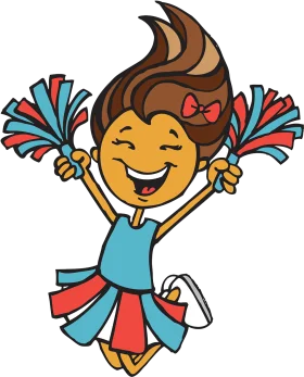 Enthusiastic Cheerleader Character Clipart with Dynamic Pom-Poms and Spirited Pose