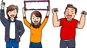 Enthusiastic Friends Celebrating with Upbeat Emotion Clipart Illustration