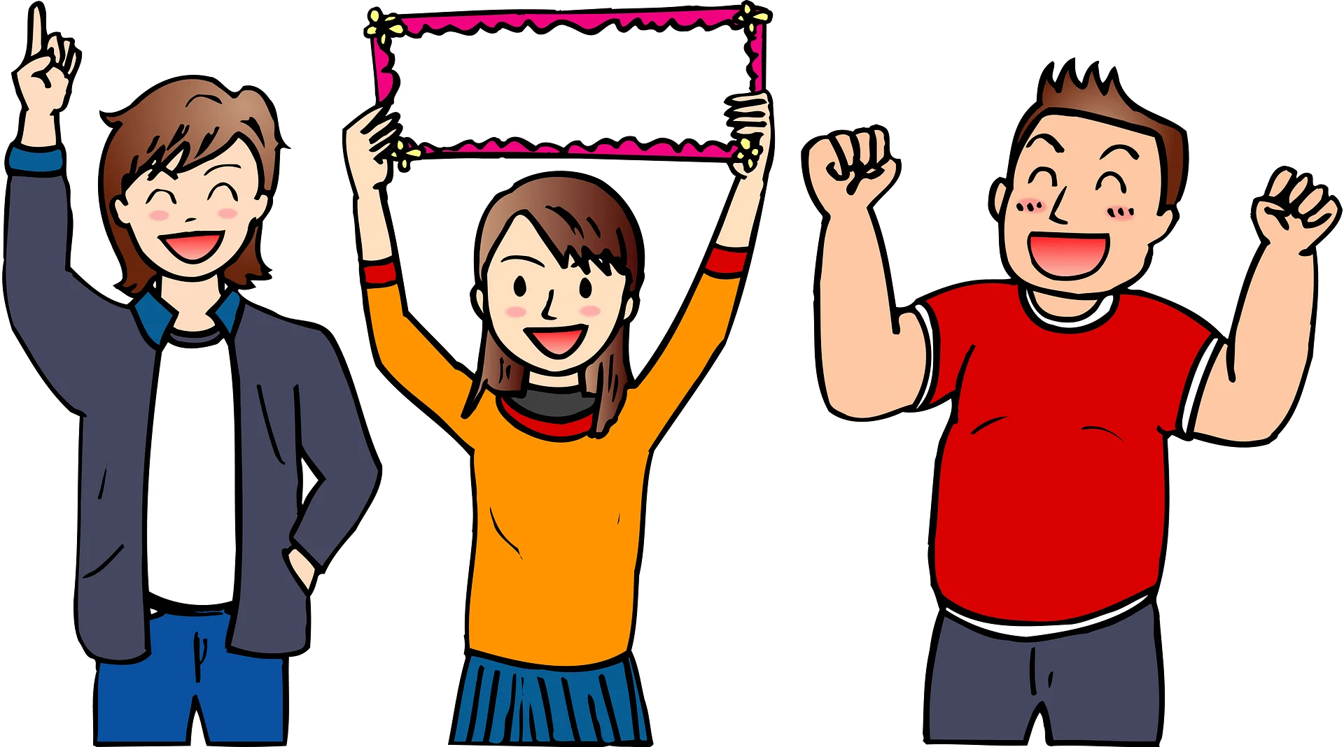 Enthusiastic Friends Celebrating with Upbeat Emotion Clipart Illustration