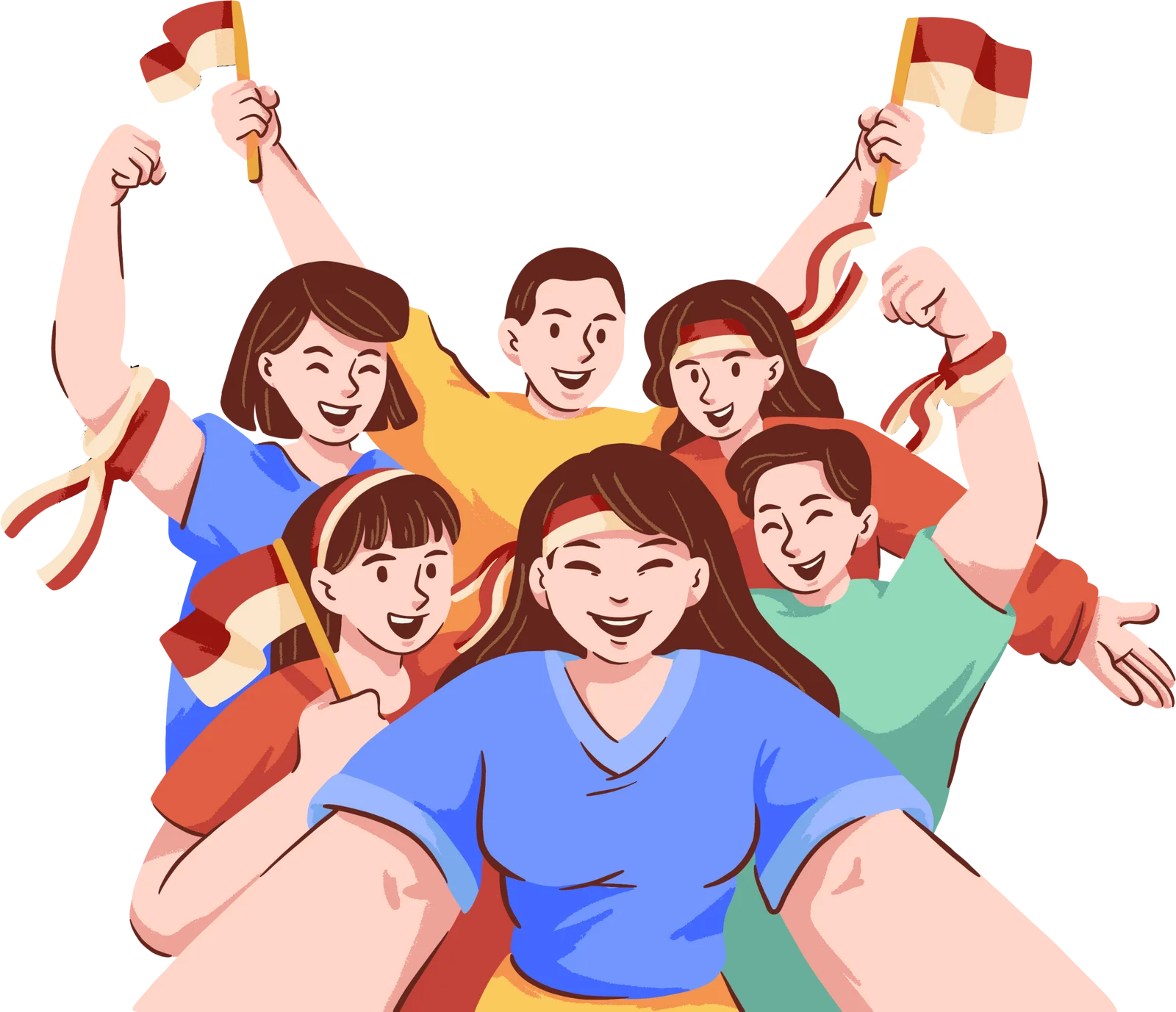 Enthusiastic Group Cheering Clipart: Celebrating Team Spirit and Camaraderie