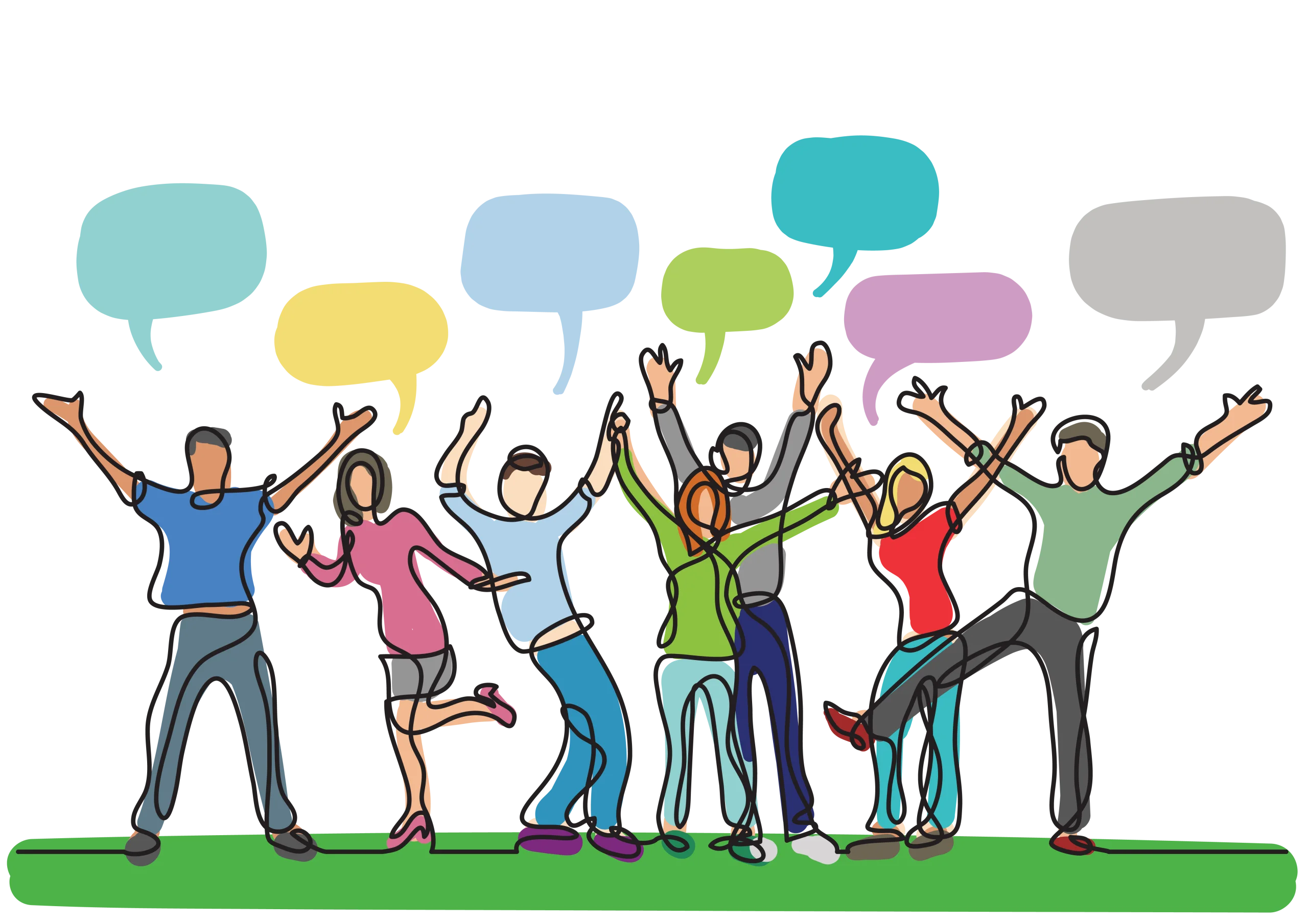 Enthusiastic Group of Diverse People Celebrating Unity Clipart Illustration