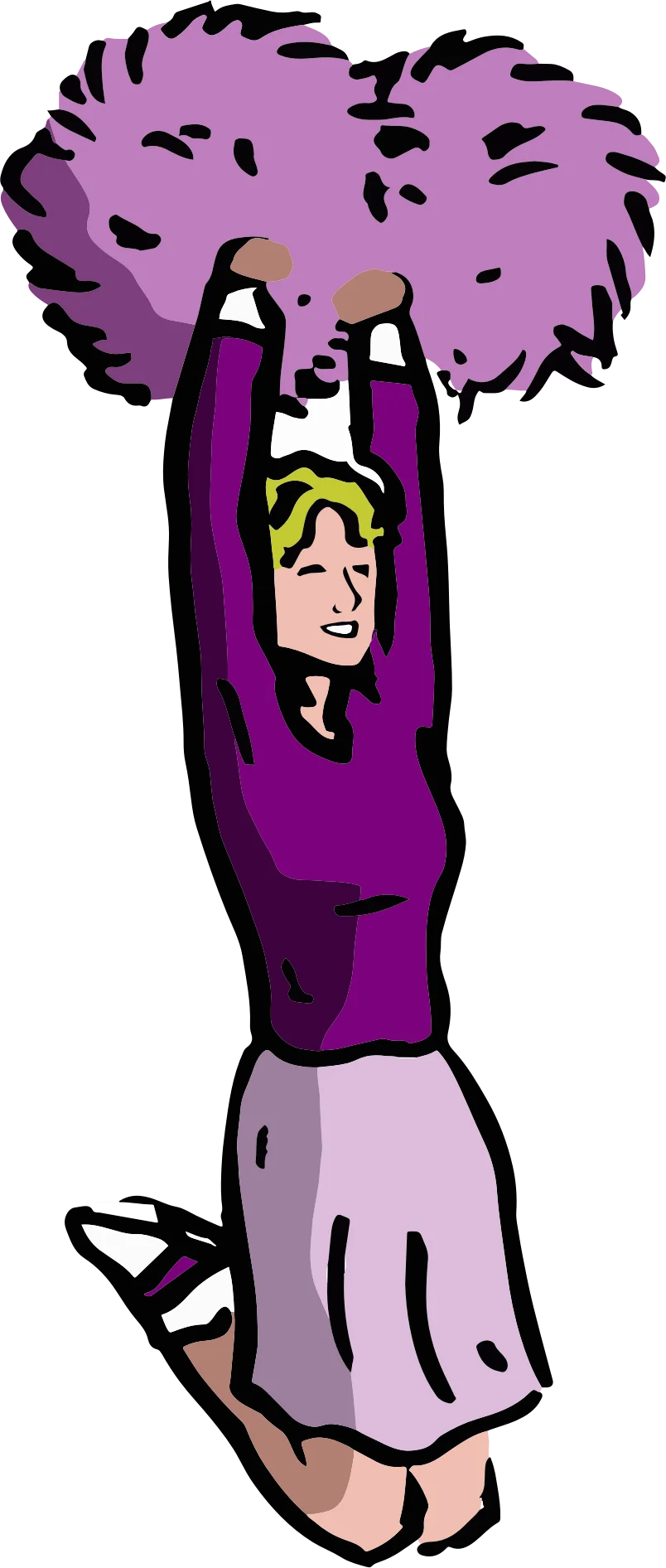 Enthusiastic Person Lifting Broccoli-Like Object Clipart with Cheerful Energy