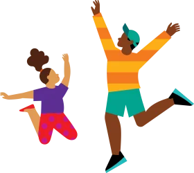 Joyful Celebration Clipart: Two Energetic Figures Leaping with Excitement