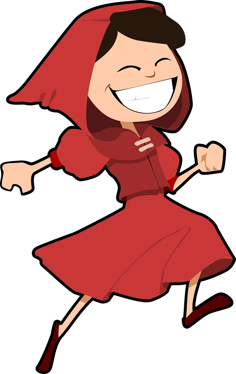 Joyful Little Red Riding Hood Clipart Character Dancing with Excitement