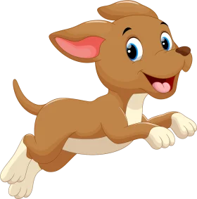 Playful Cartoon Puppy Clipart Illustration with Adorable Jumping Pose