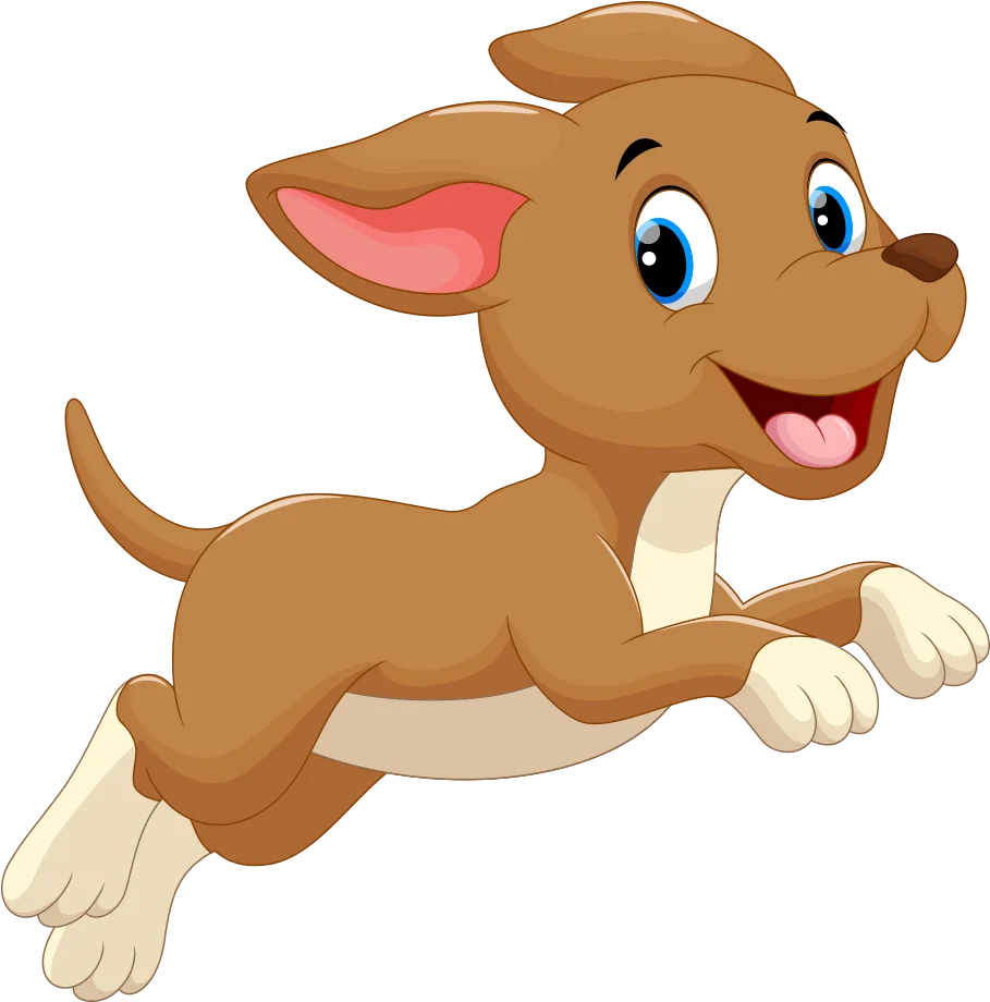 Playful Cartoon Puppy Clipart Illustration with Adorable Jumping Pose