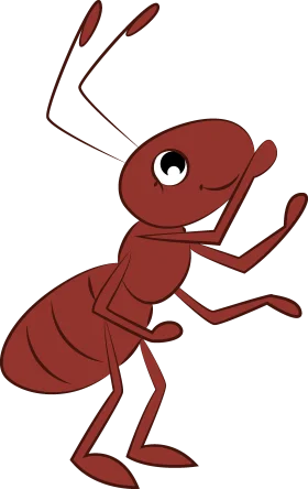 Playful Red Cartoon Ant Clipart with Cheerful Posture and Expressive Design