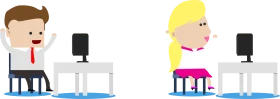 Professional Office Colleagues Expressing Enthusiasm in Cheerful Cartoon Clipart