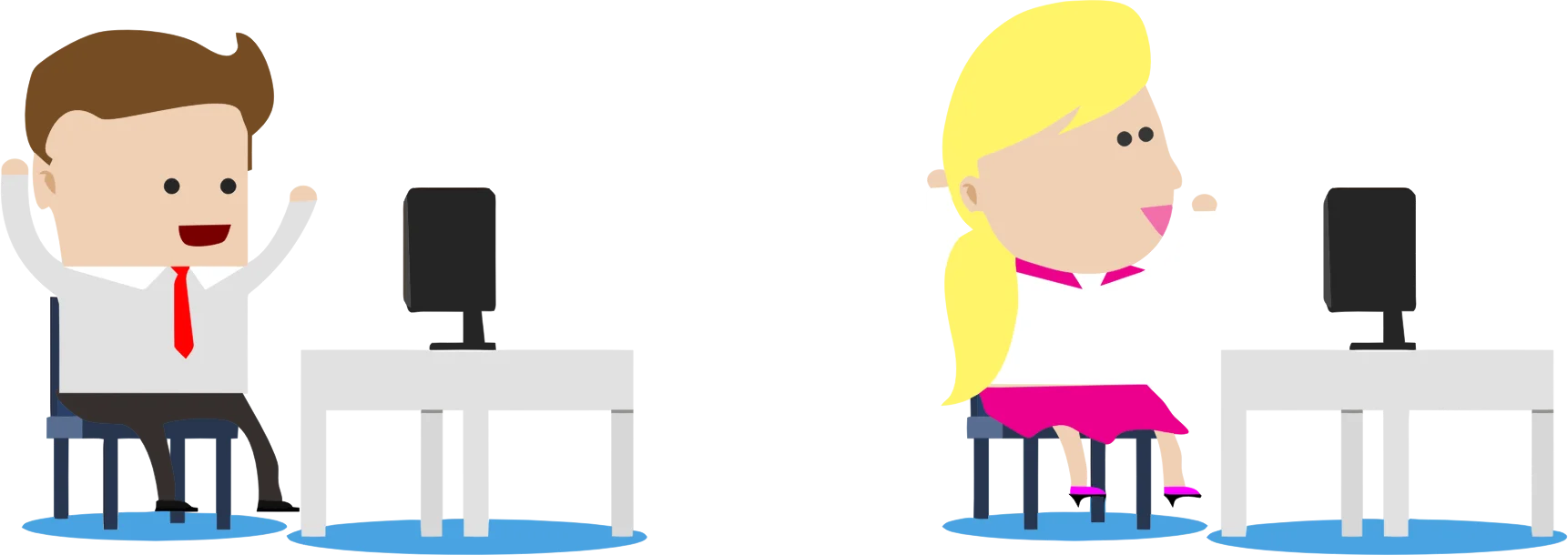 Professional Office Colleagues Expressing Enthusiasm in Cheerful Cartoon Clipart