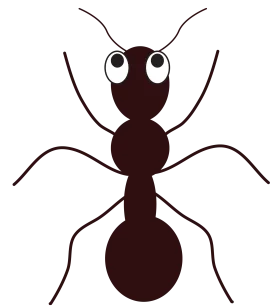Simple Minimalist Black Ant Clipart Design with Cute Rounded Eyes