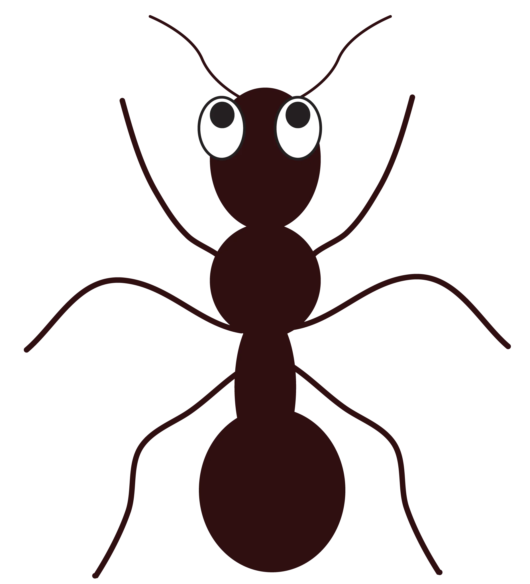 Simple Minimalist Black Ant Clipart Design with Cute Rounded Eyes