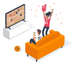 Sports Fan Celebration Clipart: Exciting Game Day Moment on Cozy Sofa